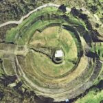 Aerial view of Cuicuilco’s largest pyramid which happens to be round and sport a large ramp on its eastern side Photo Courtesy INAH