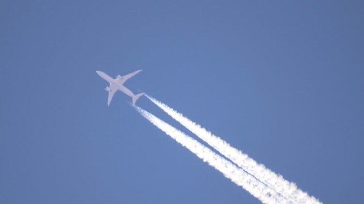 Aircraft flying high in sky