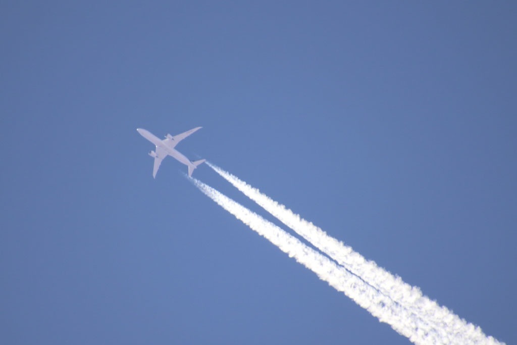 Aircraft flying high in sky
