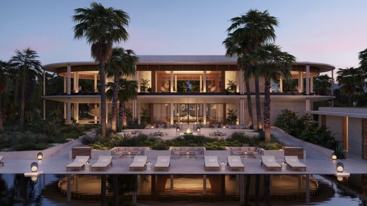 Amanvari Resort view from water over pool and lounge area